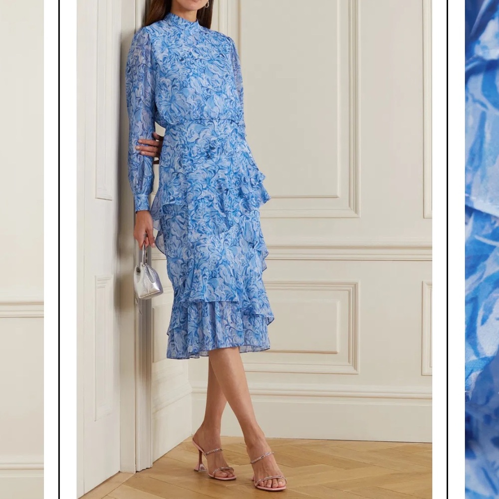Elegant Blue Floral Dress